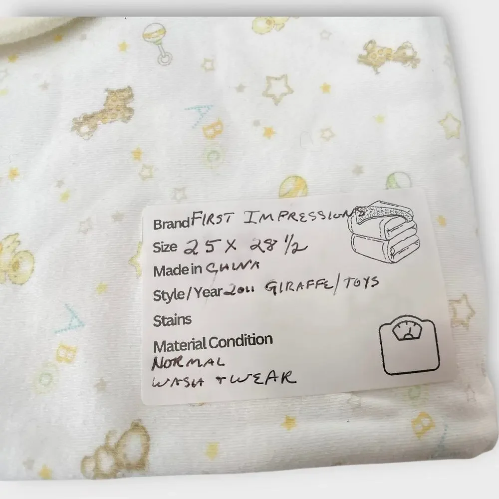 2011 First Impressions Yellow Giraffe Baby Blanket Ball Rattle Teddy Bears Duck